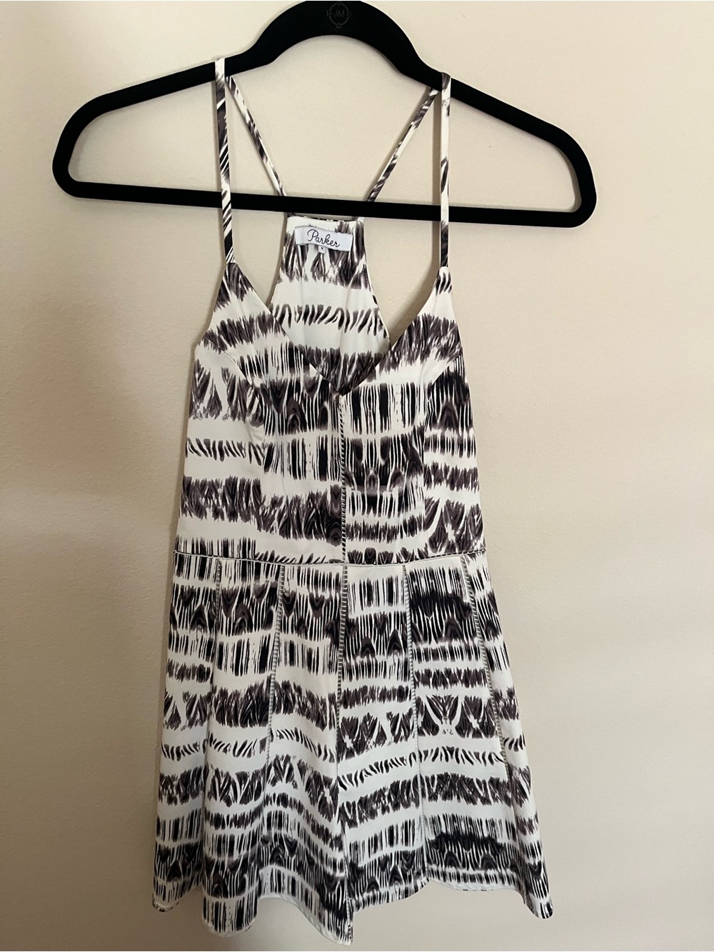 Parker  Crane Brown and Cream Printed Spaghetti Strap Dress